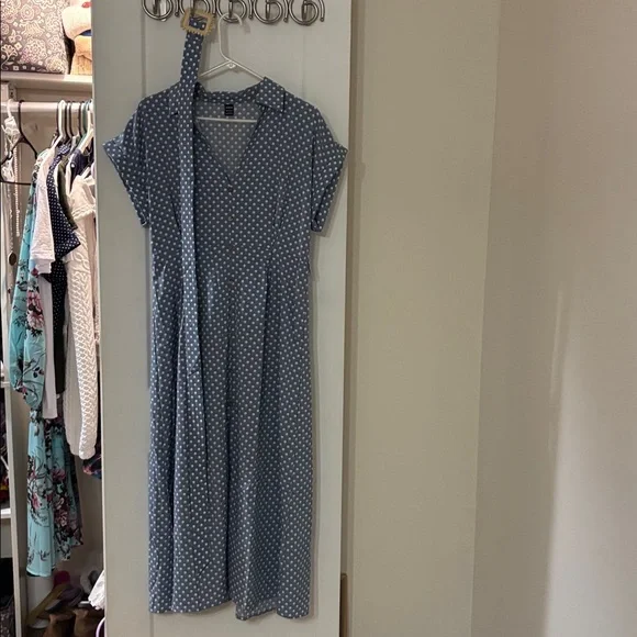 SHEIN Light Blue Polka Dot Maxi Dress - Picture 1 of 5